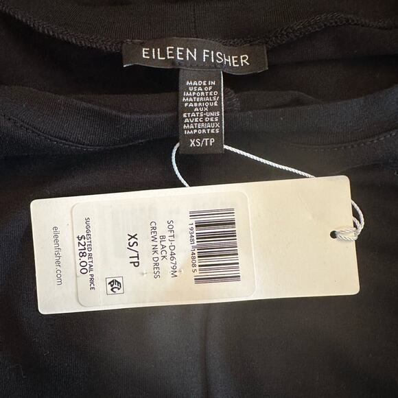 Eileen Fisher Fine Tencel Jersey Black Crew Neck Maxi Long Dress Size XS NWT - Picture 4 of 9